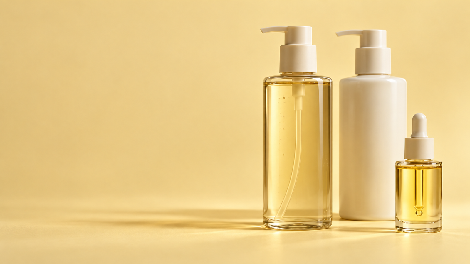 Unbranded hair care products on a yellow background