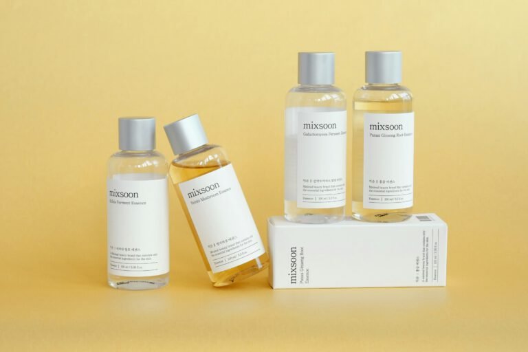 Mixsoon Korean essences on a yellow backdrop